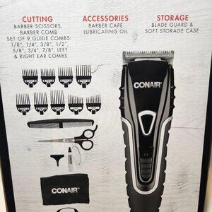 NEW Conair Barber Shop Professional Hair Clippers Cutting Kit Trimmer 20 Piece T